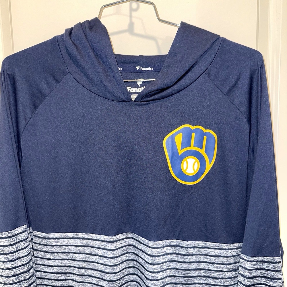 Milwaukee Brewers Fanatics Mens 3XL Hooded Pullover Shirt Navy MLB Baseball